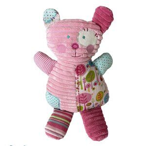 Maison Chic Pink Puppy Dog Bear Plush Lovey Textured 2010 Patchwork Pink Blue